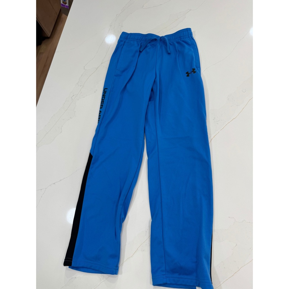 Under Armour Boys Blue Athletic Sweatpants Straight Leg Drawstring Size Large